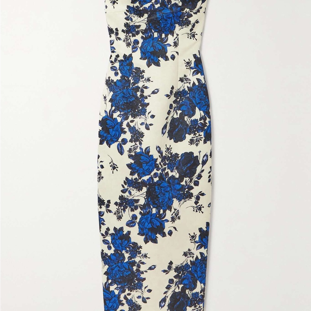 Emilia Wickstead Strapless Dress in Blue Floral